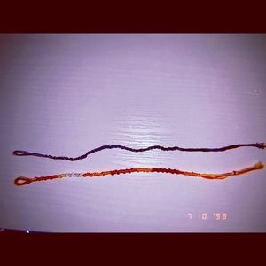 (1) friendship bracelet (2) spiral bracelet